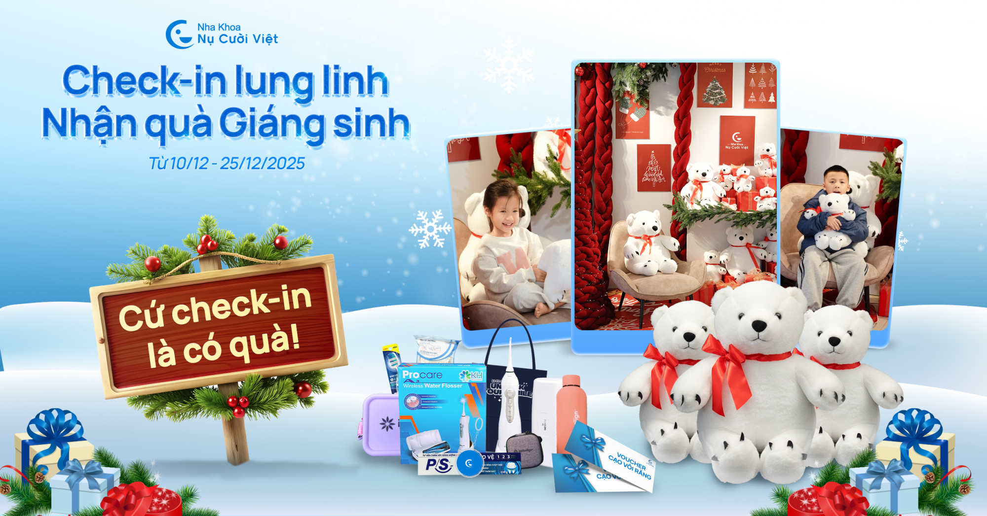 check in nhận quà giáng sinh