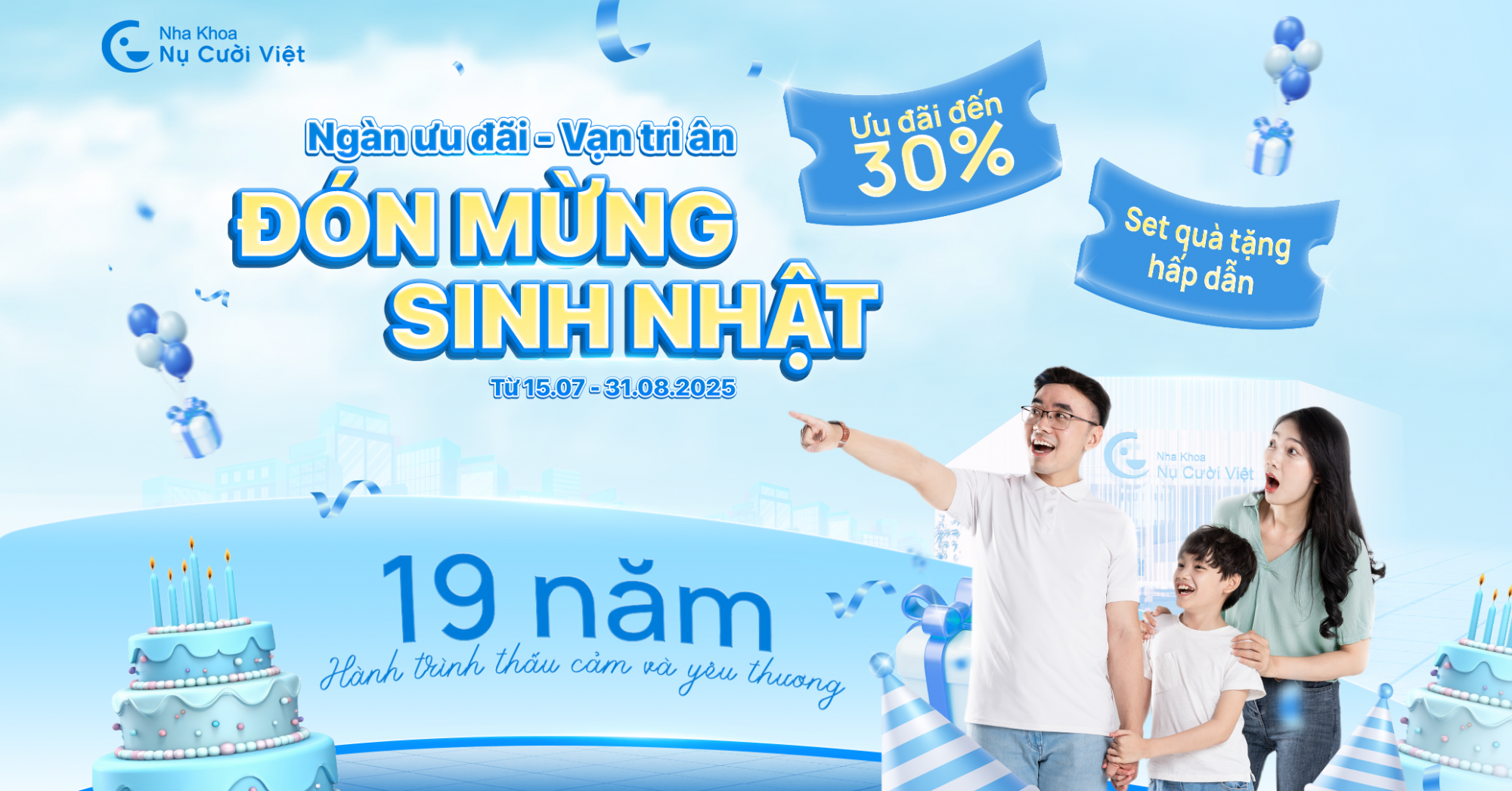 Ngàn ưu đãi, vạn tri ân, đón mừng sinh nhật nha khoa nụ cười việt